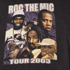 Roc The Mic Tour 2003 Men's T-Shirt Large Black 50 Cent Jay Z Snoop UST'S VTG